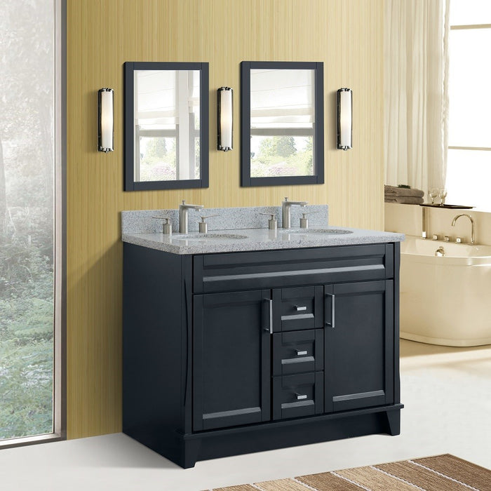 Bellaterra Home 49 in. Double Sink Vanity in Dark Gray Finish with Gray Granite and Oval Sink