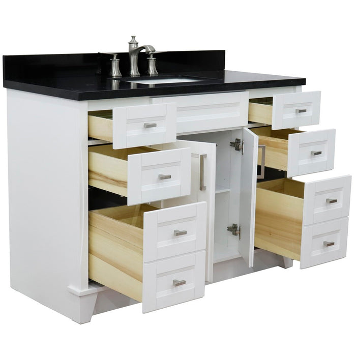 Bellaterra Home 49 in. Single Sink Vanity in White Finish with Black Galaxy Granite and Rectangle Sink