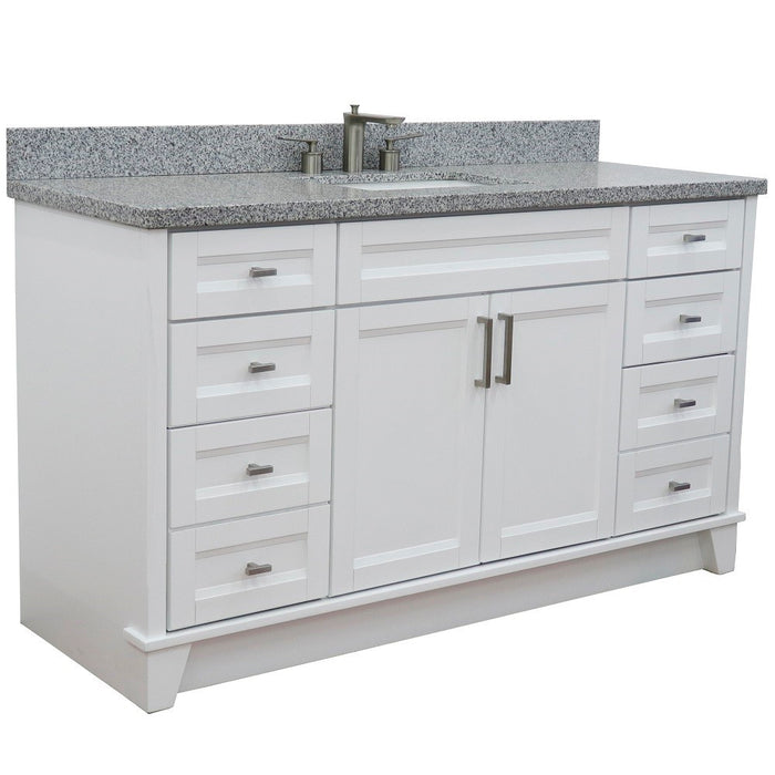 Bellaterra Home 61 in. Single Sink Vanity in White Finish and Gray Granite and Rectangle Sink