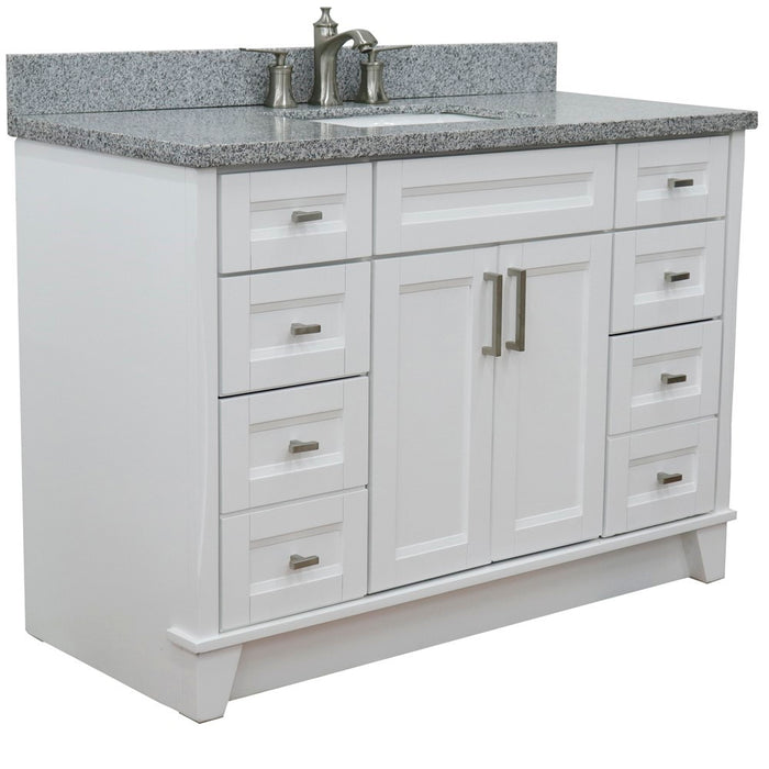 Bellaterra Home 49 in. Single Sink Vanity in White Finish with Gray Granite and Rectangle Sink