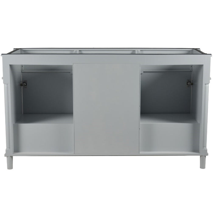 Bellaterra Home Napa 60 in. Double Vanity in Light Gray with White Carrara Marble Top with Brushed Nickel Hardware