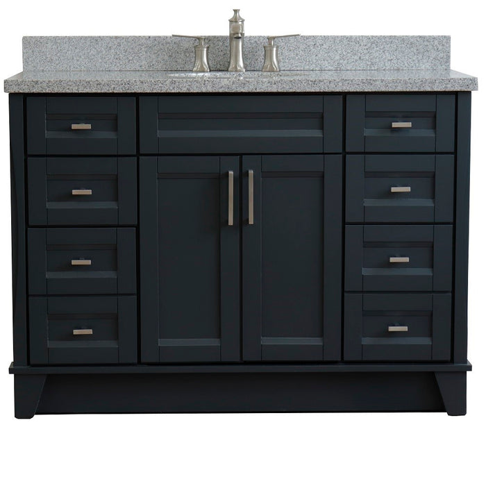 Bellaterra Home 49 in. Single Sink Vanity in Dark Gray Finish with Gray Granite and and Oval Sink