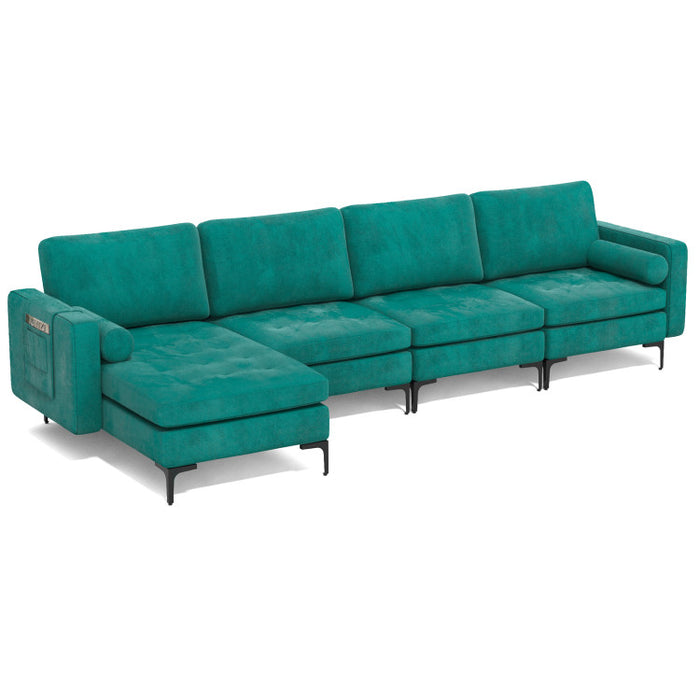 Costway Modular L-shaped 4-Seat Sectional Sofa with Reversible Chaise