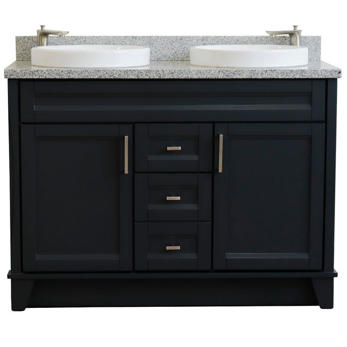 Bellaterra Home 49 in. Double Sink Vanity in Dark Gray Finish with Gray Granite and Round Sink