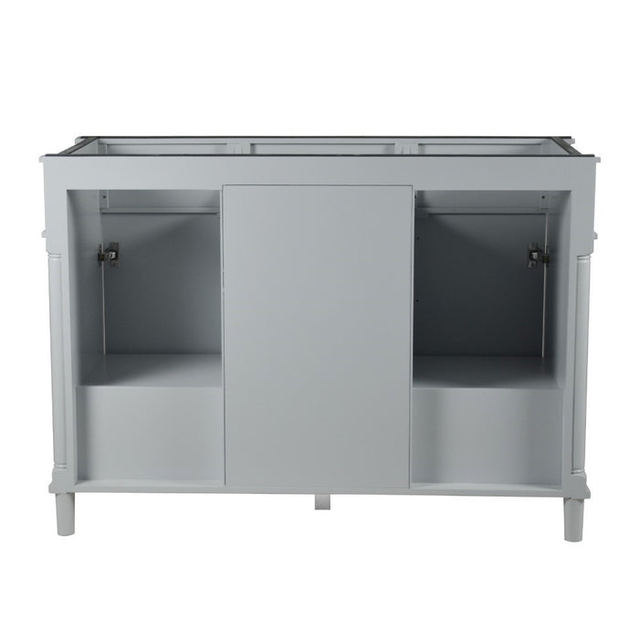 Bellaterra Home Napa 48 in. Double Vanity in Light Gray with White Carrara Marble Top with Brushed Nickel Hardware