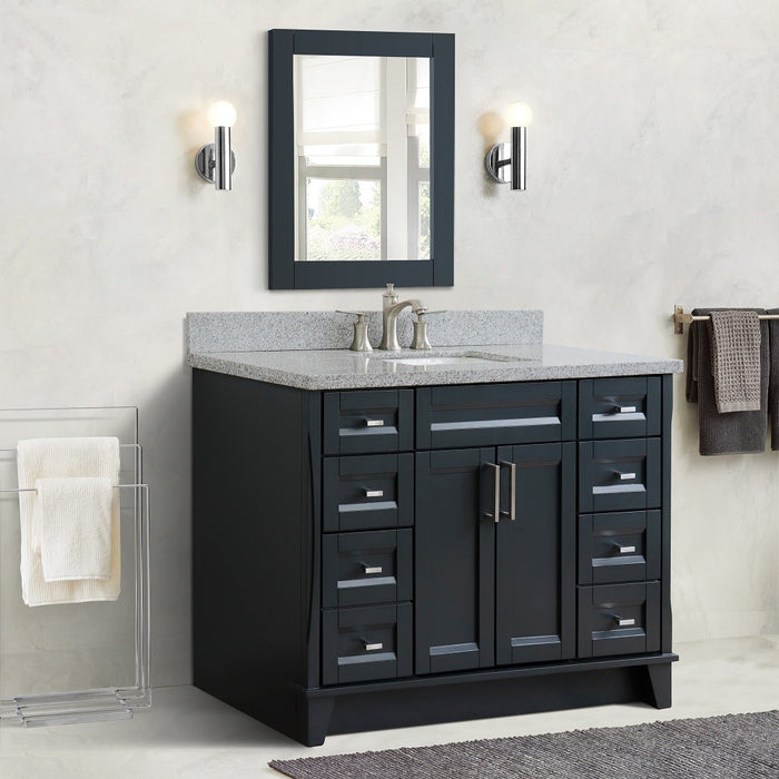 Bellaterra Home 49 in. Single Sink Vanity in Dark Gray Finish with Gray Granite and Rectangle Sink