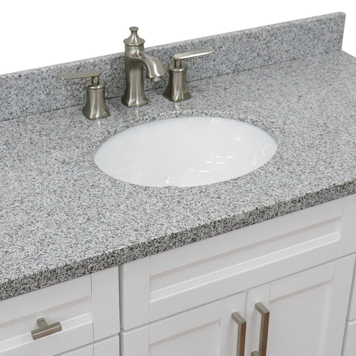 Bellaterra Home 49 in. Single Sink Vanity in White Finish with Gray Granite and and Oval Sink