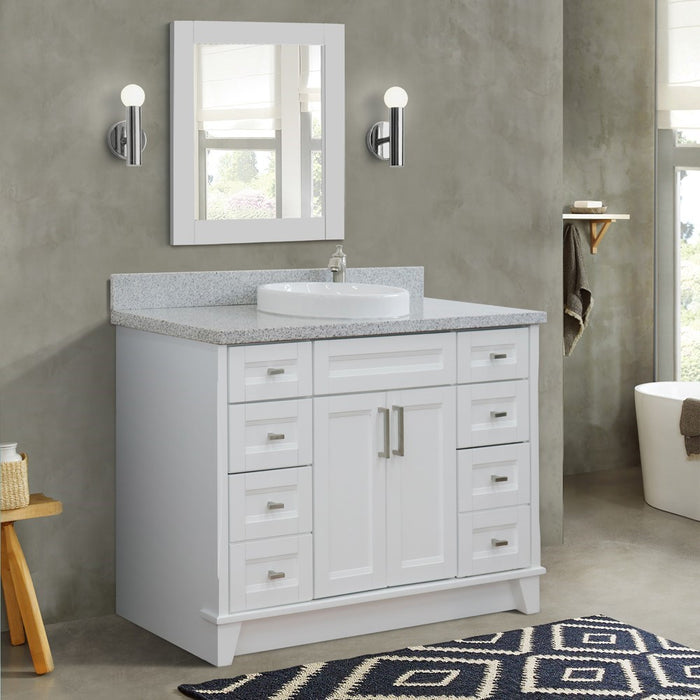 Bellaterra Home 49 in. Single Sink Vanity in White Finish with Gray Granite and Round Sink