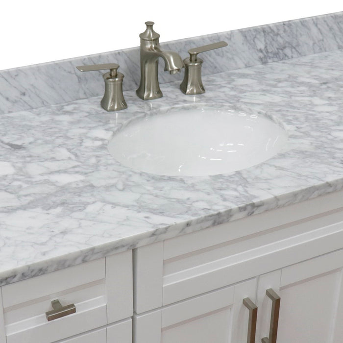 Bellaterra Home 49 in. Single Sink Vanity in White Finish with White Carrara Marble and and Oval Sink