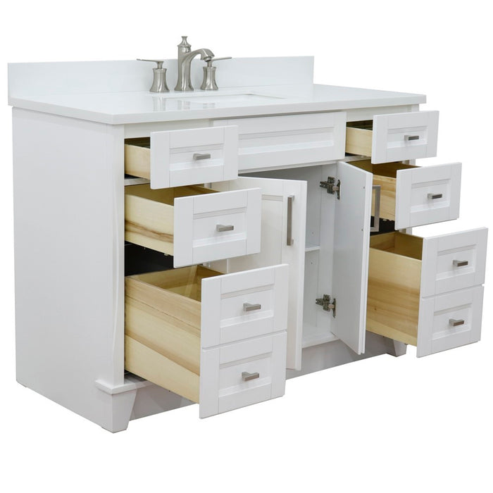 Bellaterra Home 49 in. Single Sink Vanity in White Finish with White Quartz and Rectangle Sink