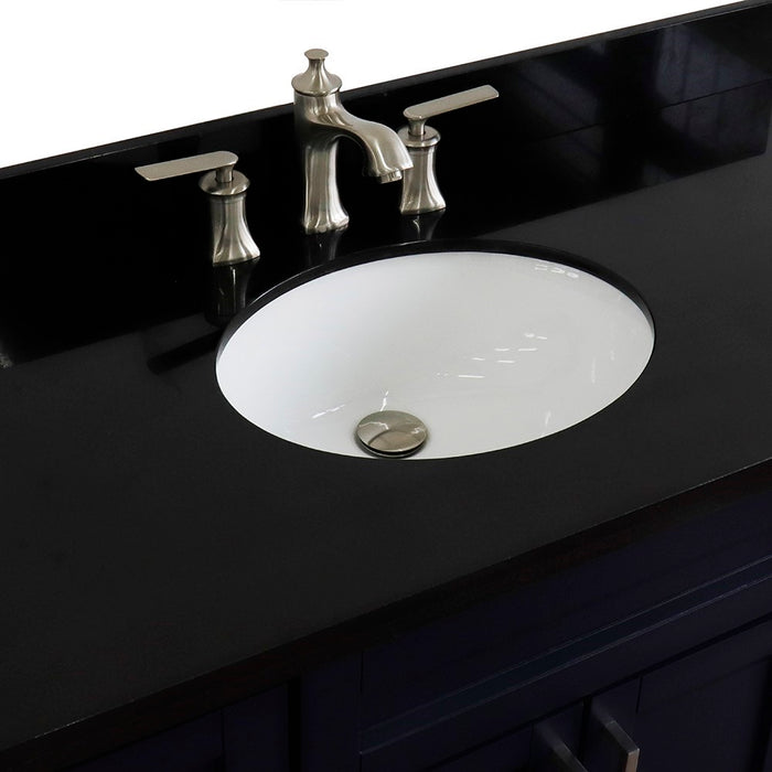 Bellaterra Home 49 in. Single Sink Vanity in Blue Finish with Black Galaxy Granite and and Oval Sink