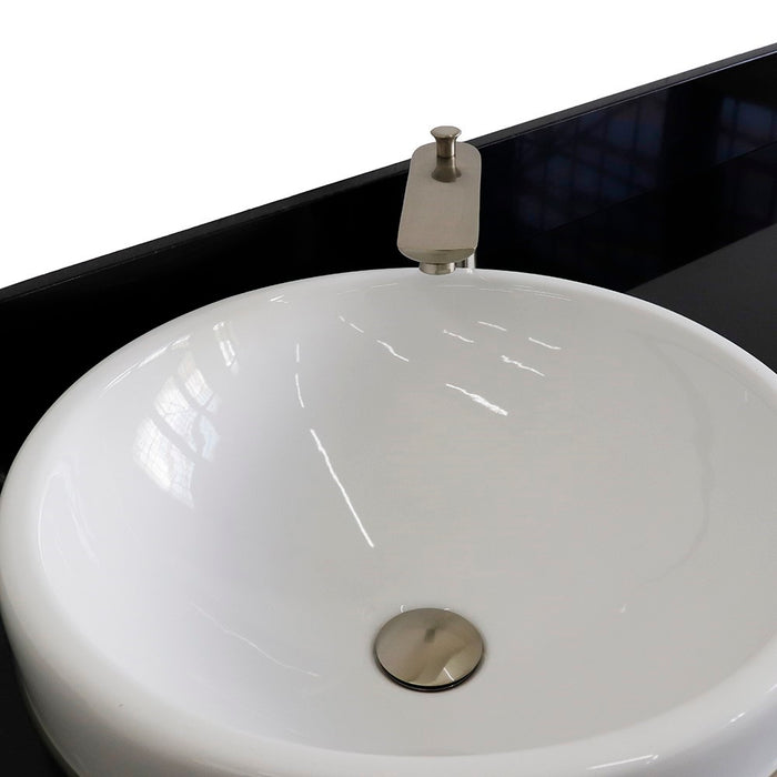 Bellaterra Home 61 in. Single Sink Vanity in Dark Gray Finish and Black Galaxy Granite and Round Sink