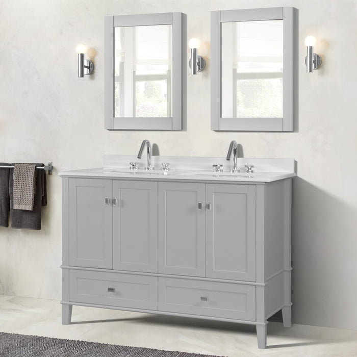 Bellaterra Home Aurora 49 in. Double Vanity in Light Gray with Quartz Top