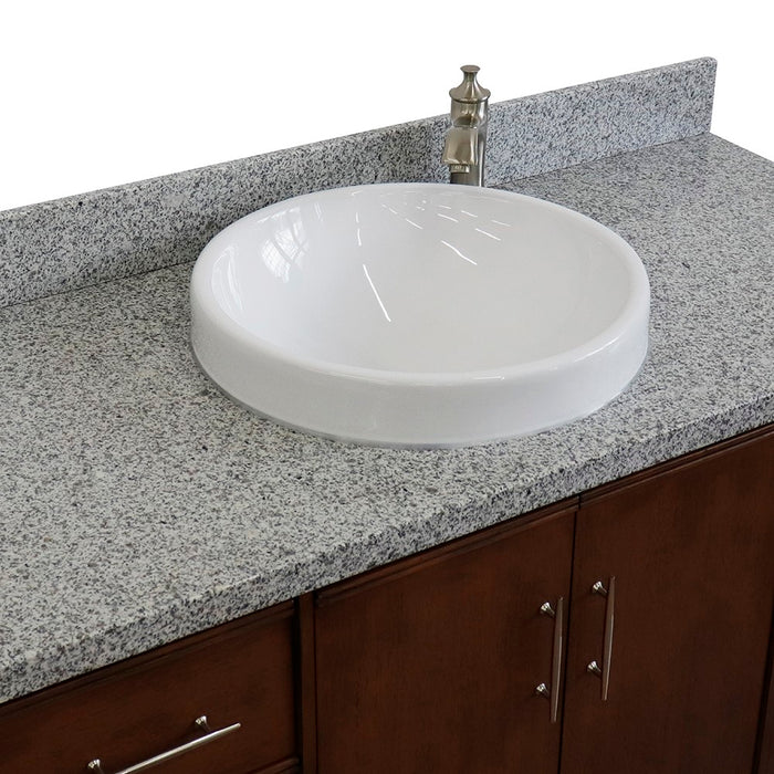 Bellaterra Home 49 in. Single Sink Vanity in Walnut Finish with Gray Granite and Round Sink