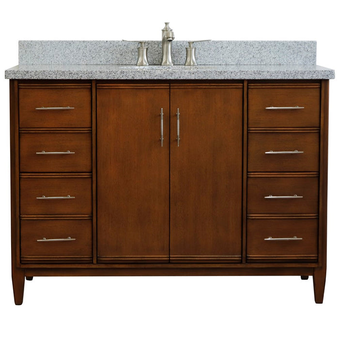 Bellaterra Home 49 in. Single Sink Vanity in Walnut Finish with Gray Granite and Oval Sink