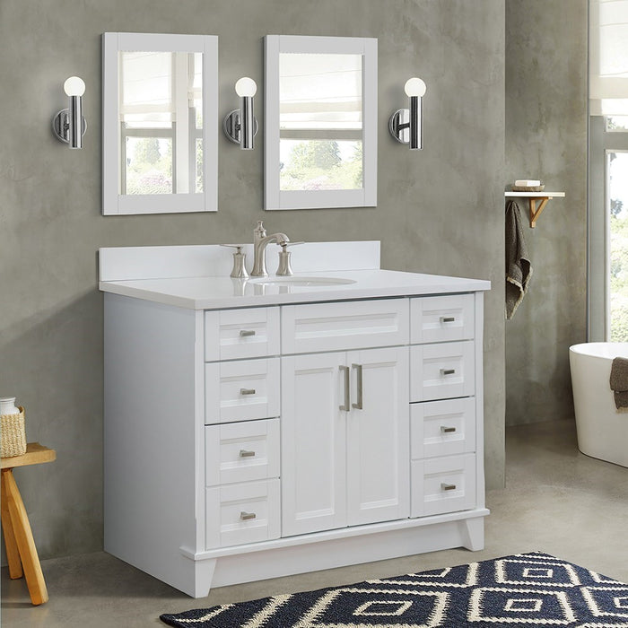 Bellaterra Home 49 in. Single Sink Vanity in White Finish with White Quartz and and Oval Sink