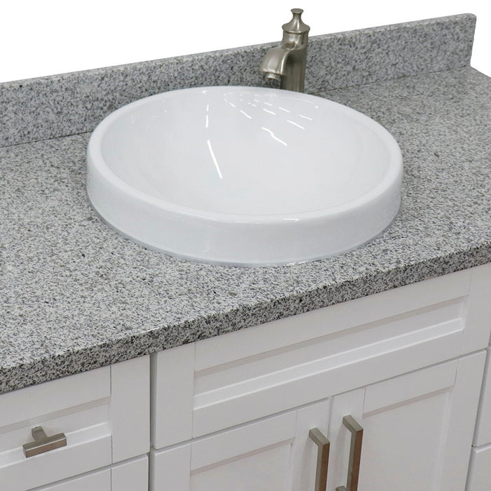 Bellaterra Home 49 in. Single Sink Vanity in White Finish with Gray Granite and Round Sink