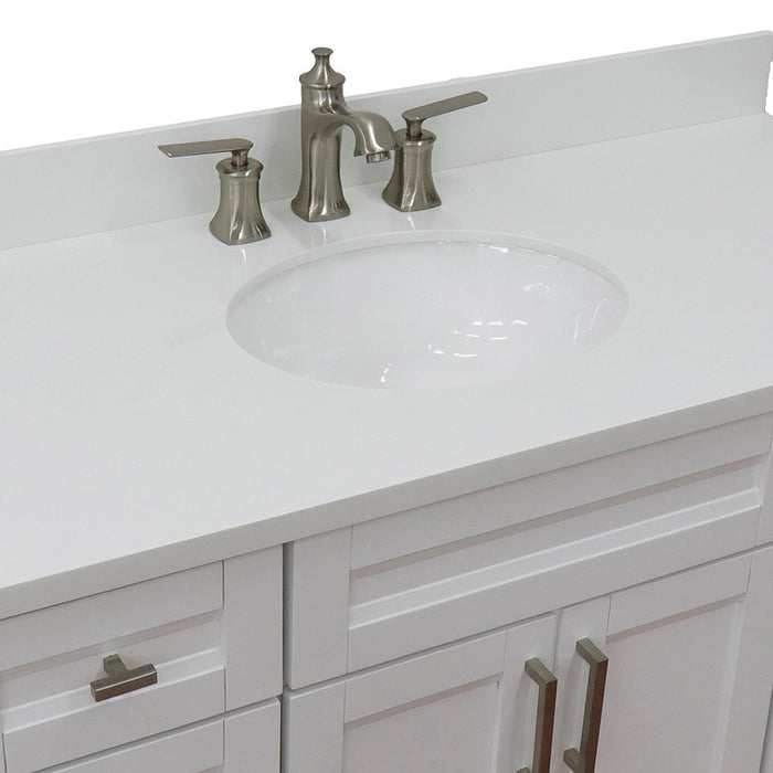 Bellaterra Home 49 in. Single Sink Vanity in White Finish with White Quartz and and Oval Sink