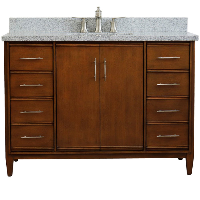 Bellaterra Home 49 in. Single Sink Vanity in Walnut Finish with Gray Granite and Rectangle Sink