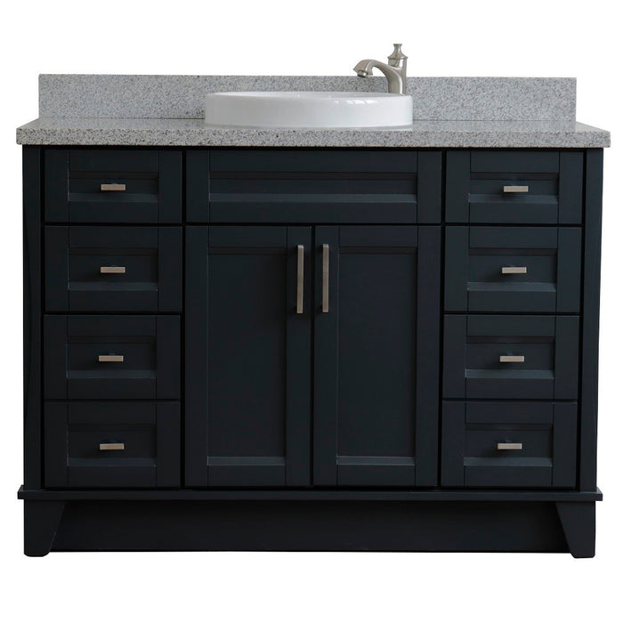 Bellaterra Home 49 in. Single Sink Vanity in Dark Gray Finish with Gray Granite and Round Sink