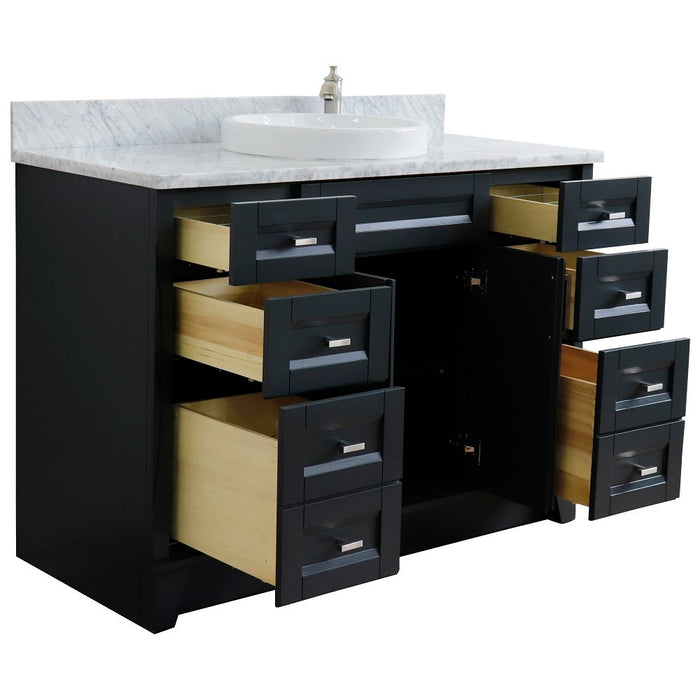 Bellaterra Home 49 in. Single Sink Vanity in Dark Gray Finish with White Carrara Marble and Round Sink