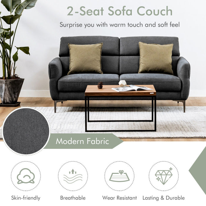 Costway 72.5 Inch Modern Fabric Loveseat Sofa Couch with Adjustable Headrest