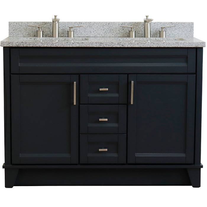 Bellaterra Home 49 in. Double Sink Vanity in Dark Gray Finish with Gray Granite and Rectangle Sink