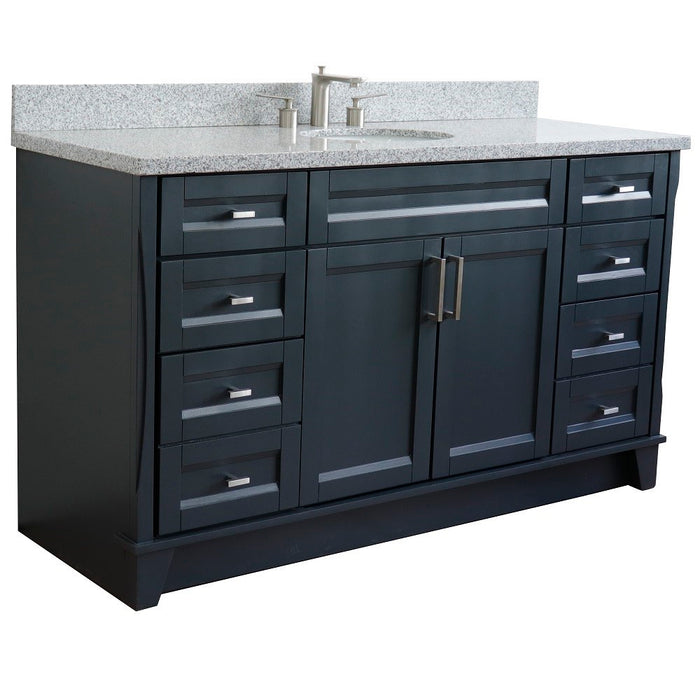 Bellaterra Home 61 in. Single Sink Vanity in Dark Gray Finish and Gray Granite and Oval Sink