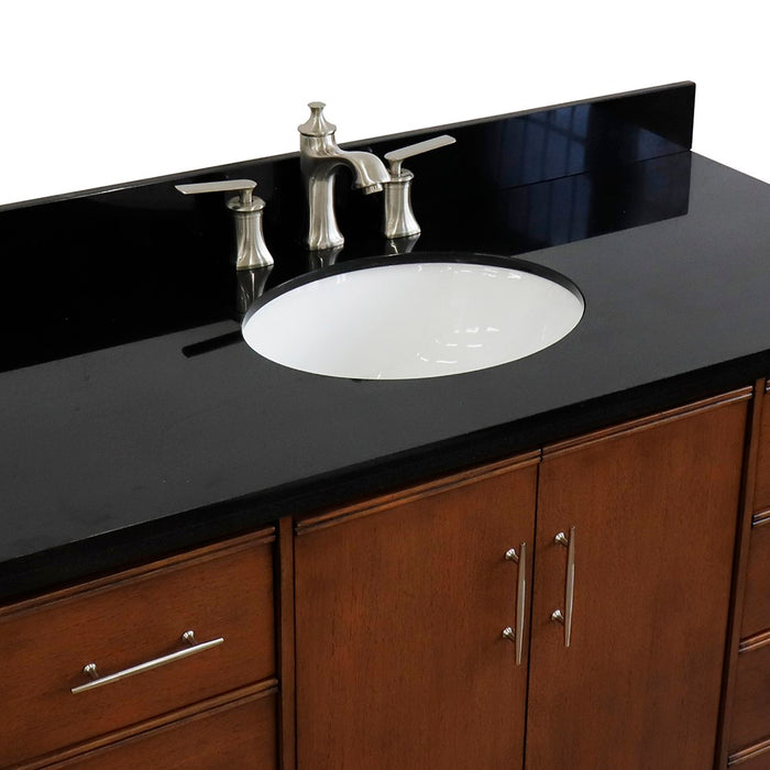 Bellaterra Home 49 in. Single Sink Vanity in Walnut Finish with Black Galaxy Granite and Oval Sink