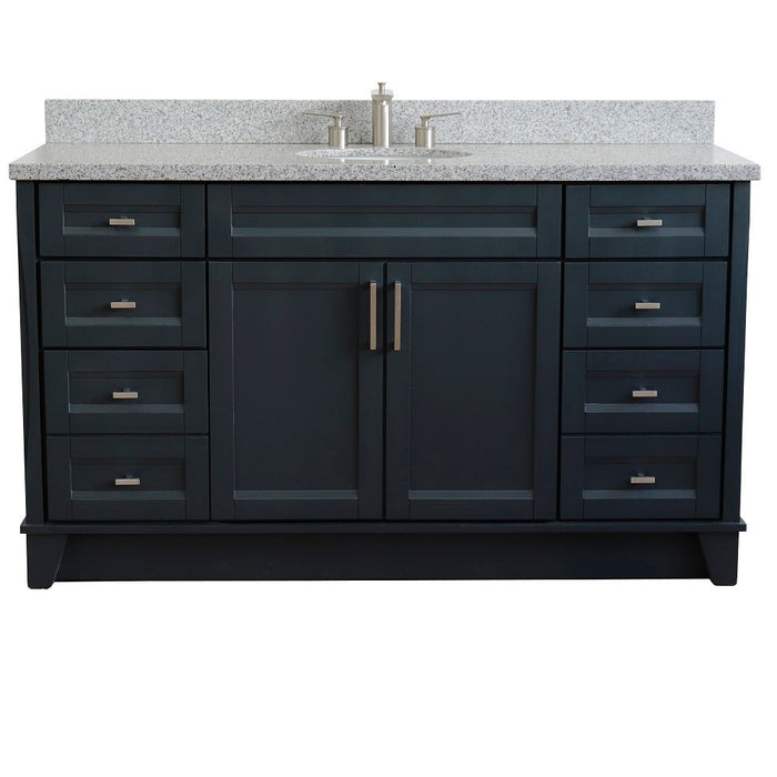 Bellaterra Home 61 in. Single Sink Vanity in Dark Gray Finish and Gray Granite and Oval Sink