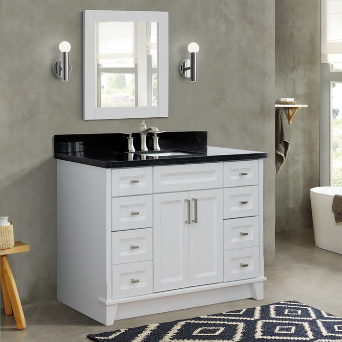 Bellaterra Home 49 in. Single Sink Vanity in White Finish with Black Galaxy Granite and Rectangle Sink