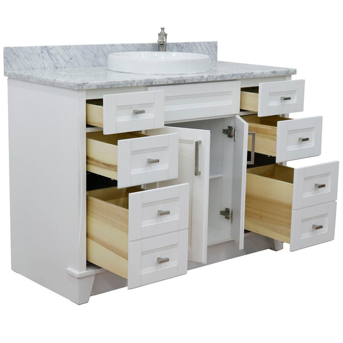 Bellaterra Home 49 in. Single Sink Vanity in White Finish with White Carrara Marble and Round Sink