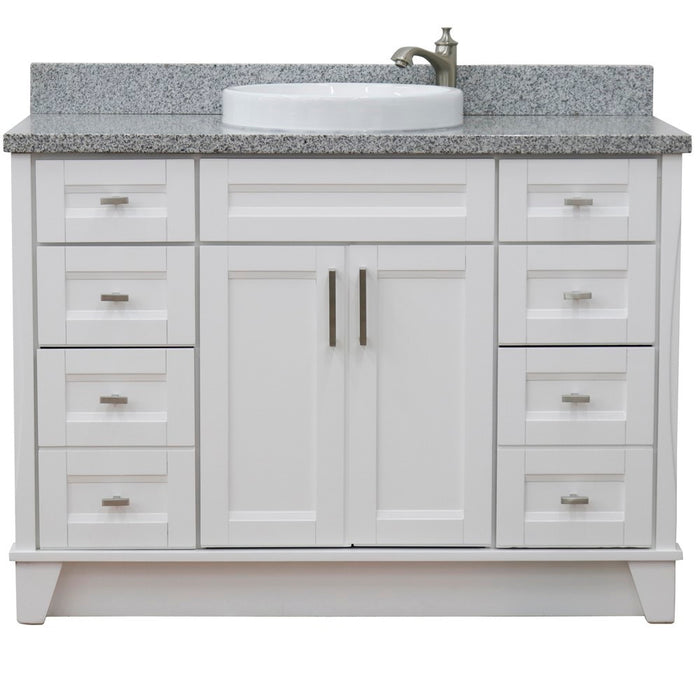 Bellaterra Home 49 in. Single Sink Vanity in White Finish with Gray Granite and Round Sink