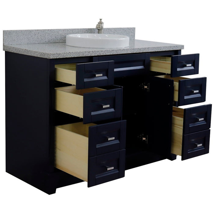 Bellaterra Home 49 in. Single Sink Vanity in Blue Finish with Gray Granite and Round Sink