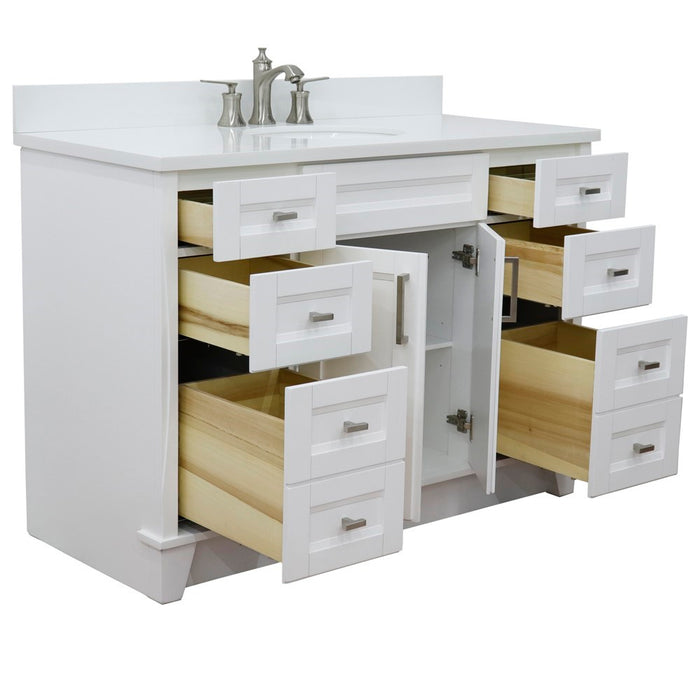 Bellaterra Home 49 in. Single Sink Vanity in White Finish with White Quartz and and Oval Sink