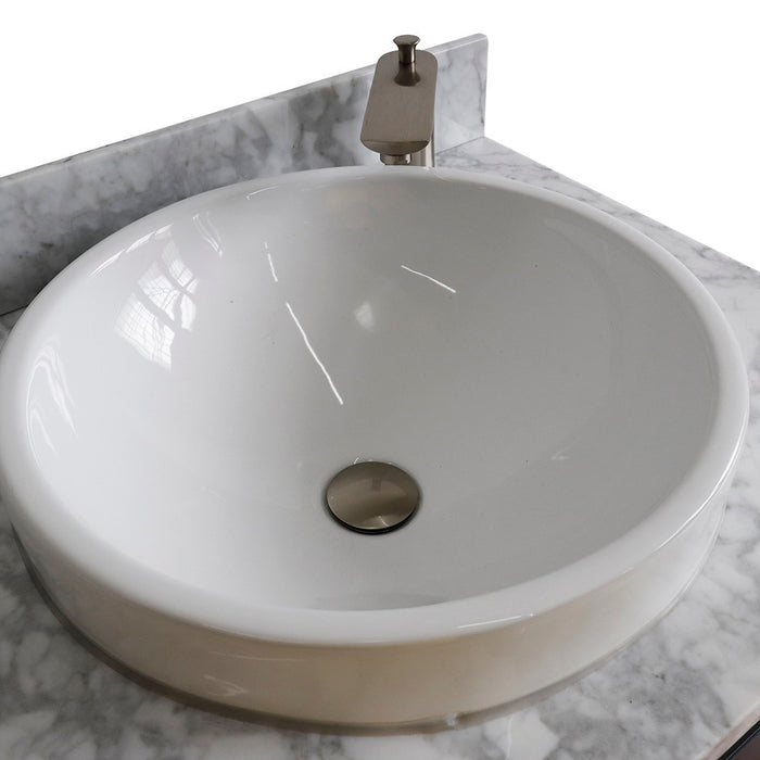 Bellaterra Home 61 in. Double Sink Vanity in Dark Gray Finish and White Carrara Marble and Round Sink