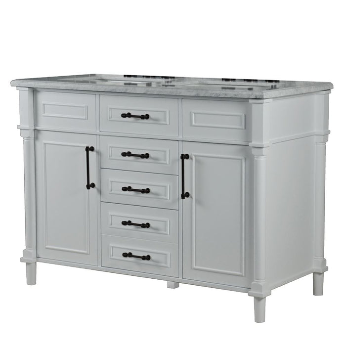 Bellaterra Home  Napa 48 in. Double Vanity in White with White Carrara Marble Top with Black Hardware