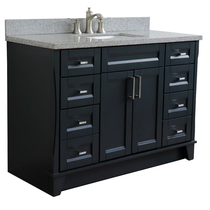 Bellaterra Home 49 in. Single Sink Vanity in Dark Gray Finish with Gray Granite and Rectangle Sink