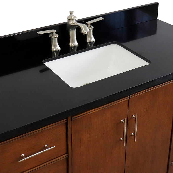 Bellaterra Home 49 in. Single Sink Vanity in Walnut Finish with Black Galaxy Granite and Rectangle Sink