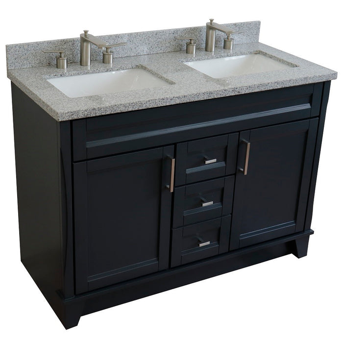 Bellaterra Home 49 in. Double Sink Vanity in Dark Gray Finish with Gray Granite and Rectangle Sink