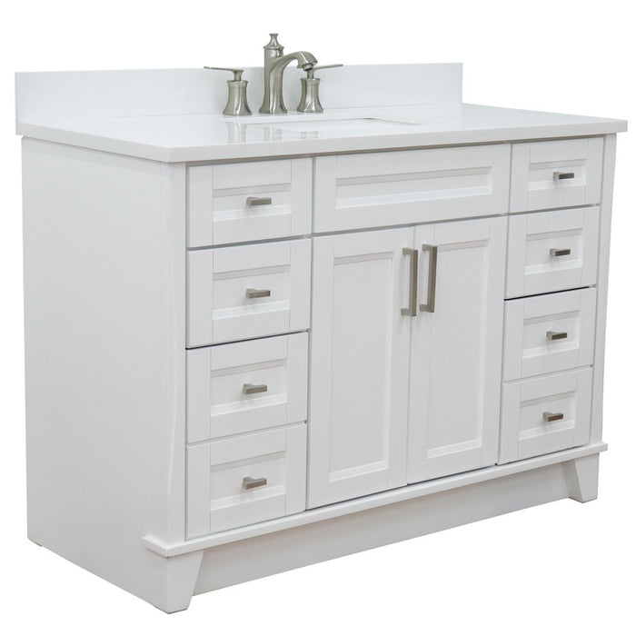 Bellaterra Home 49 in. Single Sink Vanity in White Finish with White Quartz and Rectangle Sink