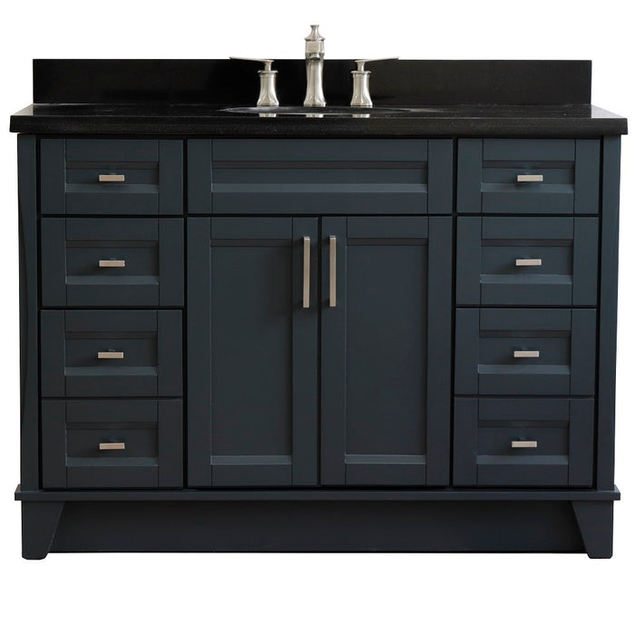 Bellaterra Home 49 in. Single Sink Vanity in Dark Gray Finish with Black Galaxy Granite and and Oval Sink