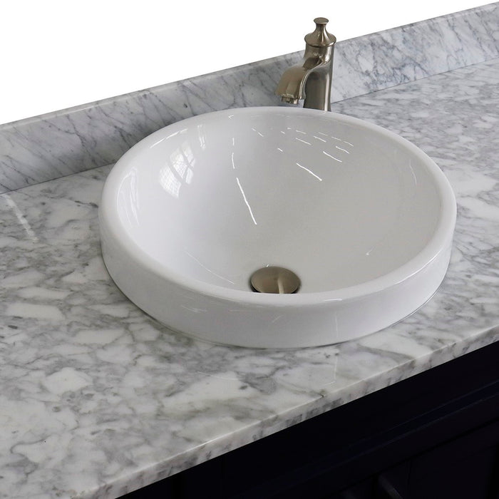 Bellaterra Home 49 in. Single Sink Vanity in Blue Finish with White Carrara Marble and Round Sink