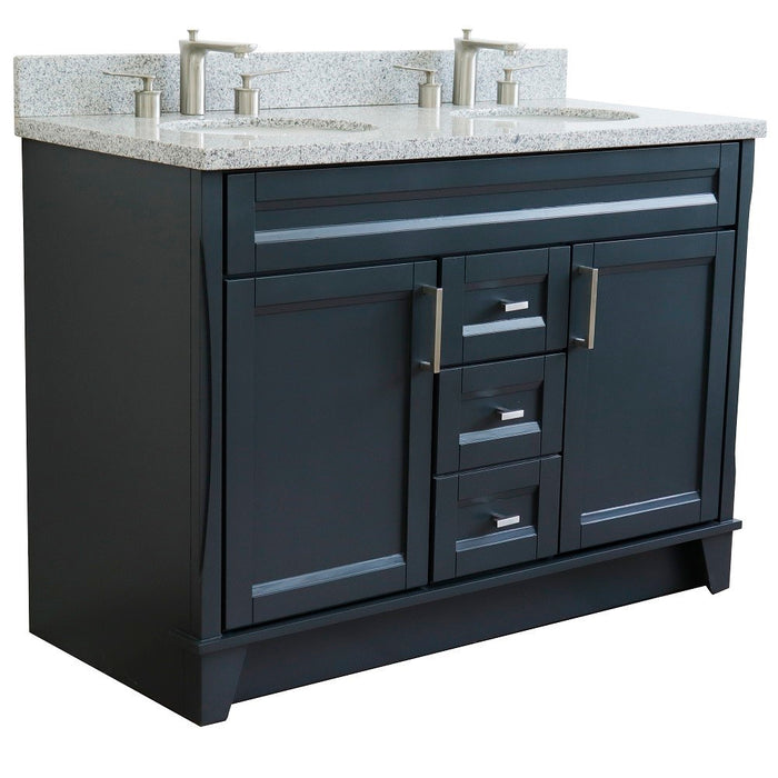 Bellaterra Home 49 in. Double Sink Vanity in Dark Gray Finish with Gray Granite and Oval Sink