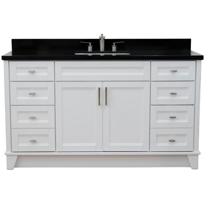 Bellaterra Home  61 in. Single Sink Vanity in White Finish and Black Galaxy Granite and Rectangle Sink