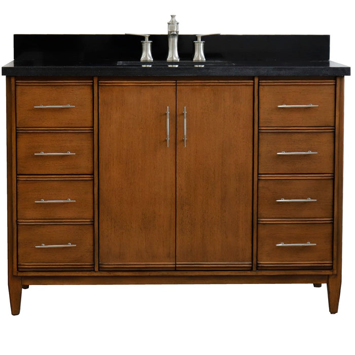 Bellaterra Home 49 in. Single Sink Vanity in Walnut Finish with Black Galaxy Granite and Rectangle Sink