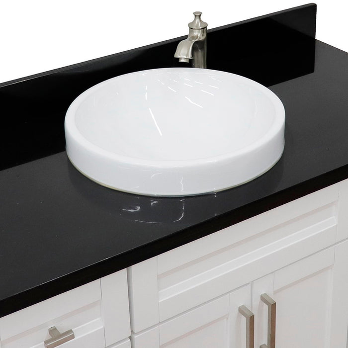 Bellaterra Home 49 in. Single Sink Vanity in White Finish with Black Galaxy Granite and Round Sink