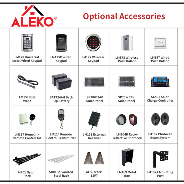 Aleko Sliding Gate Opener - AR900 - Solar Kit 50W AR900SOL-AP