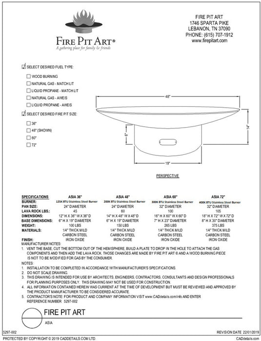 Fire Pit Art Asia 36"