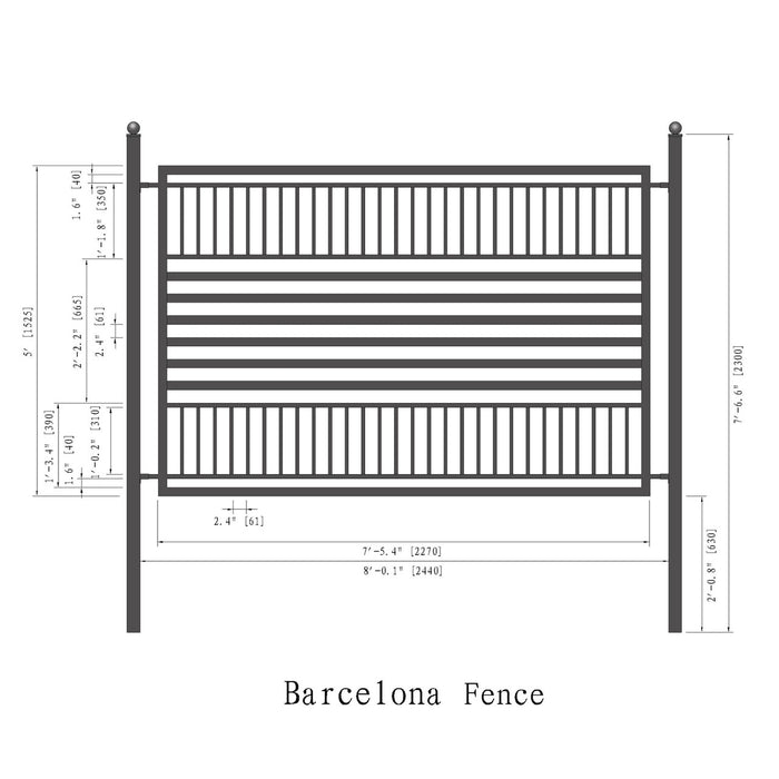 Aleko Steel Fence – Barcelona Style – 8x5 ft - FENCEBARC-AP
